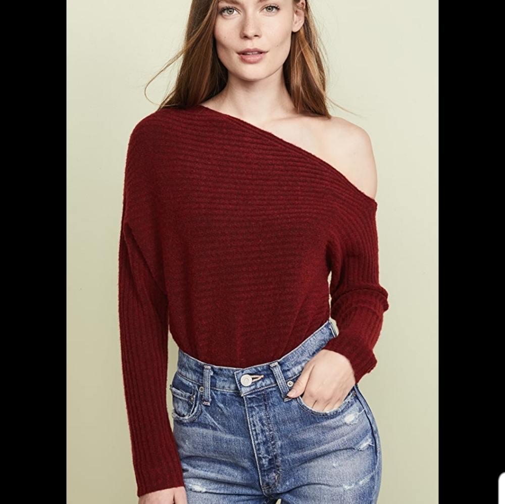 Bailey44 slop ribbed off shoulder sweater